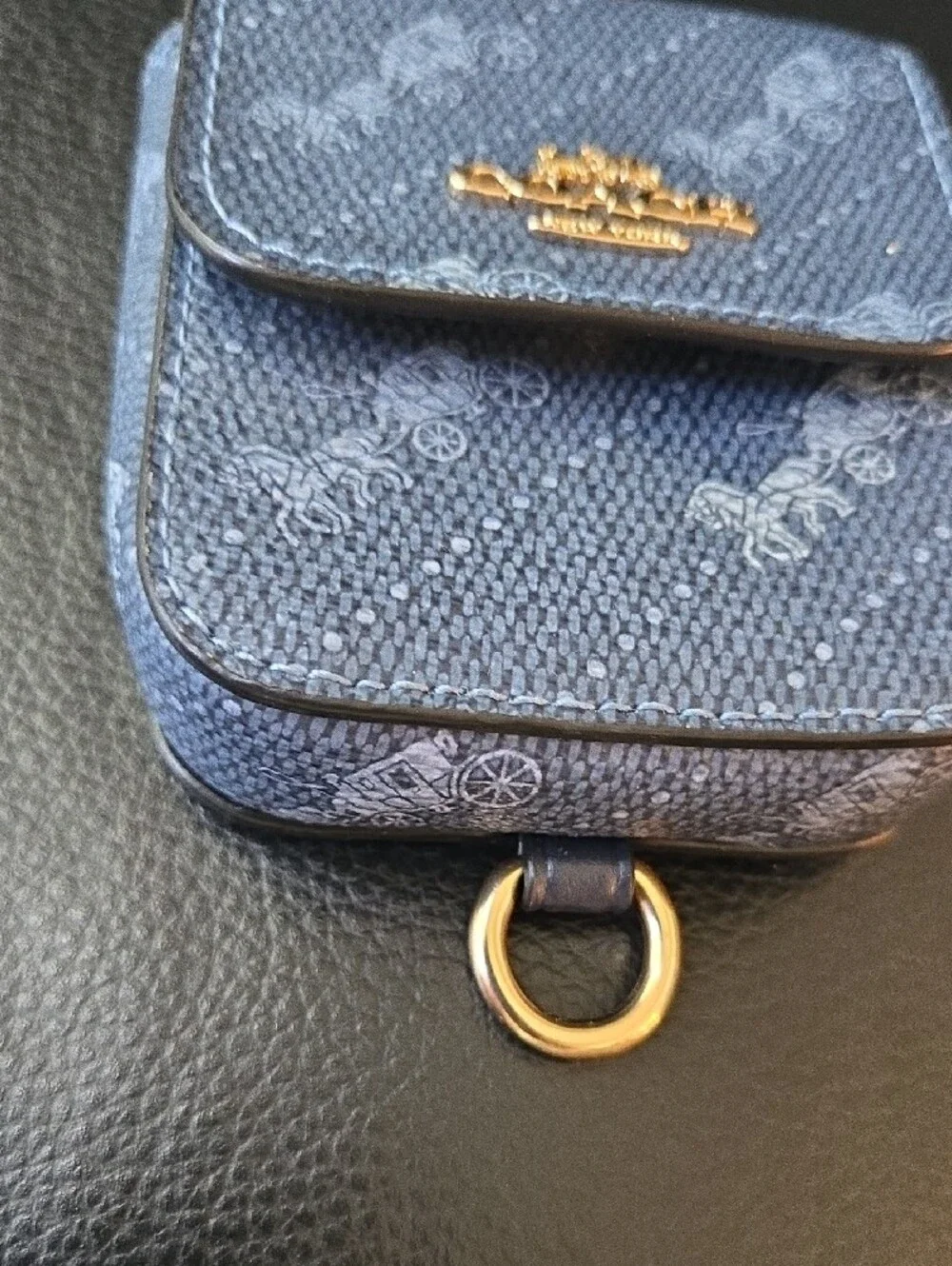 Coach Blue Signature Canvas AirPods or Purse Accessory Case